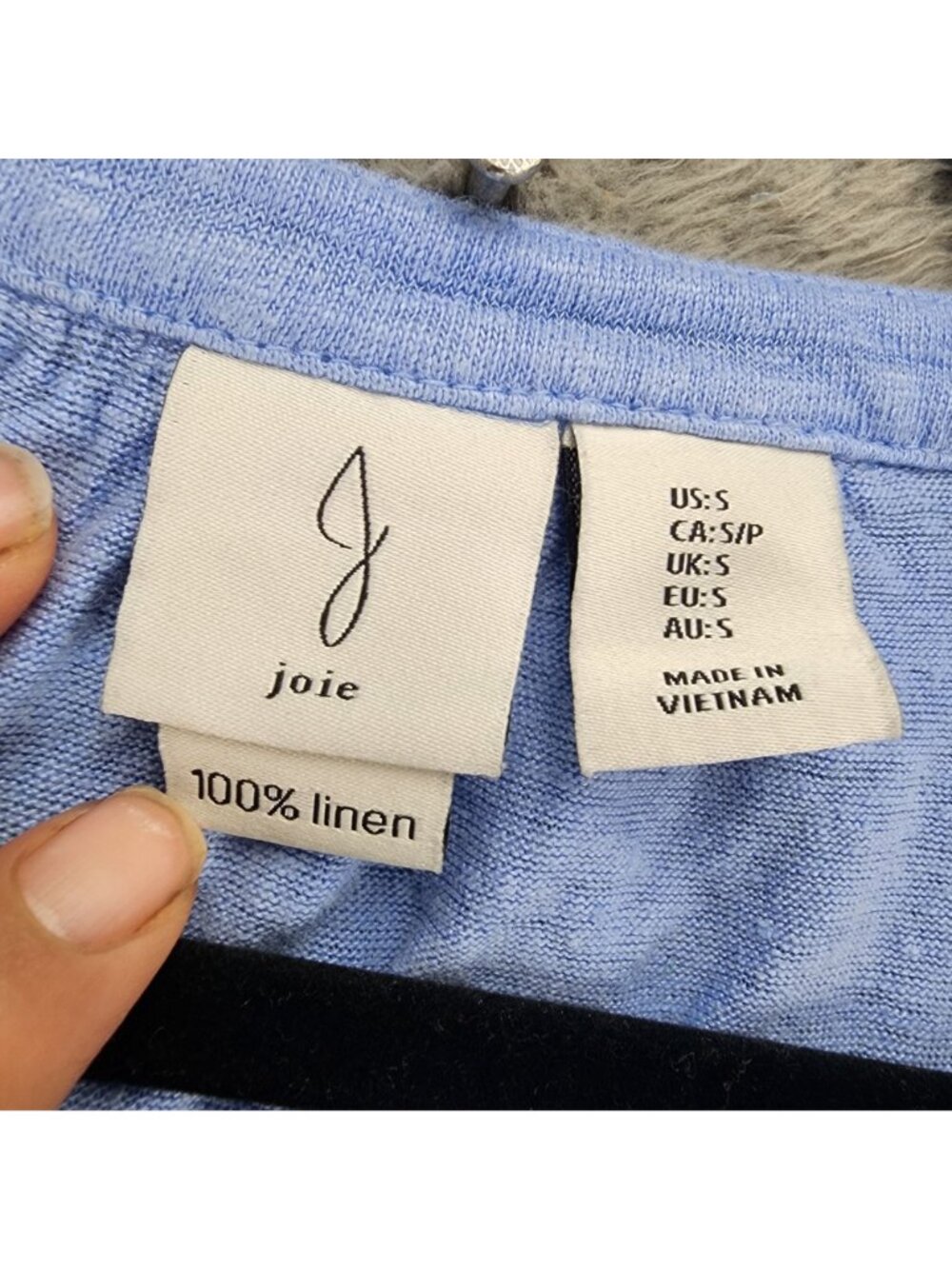 Joie Top Womens Small Blue Linen Short Sleeve V Neck - Picture 2 of 7